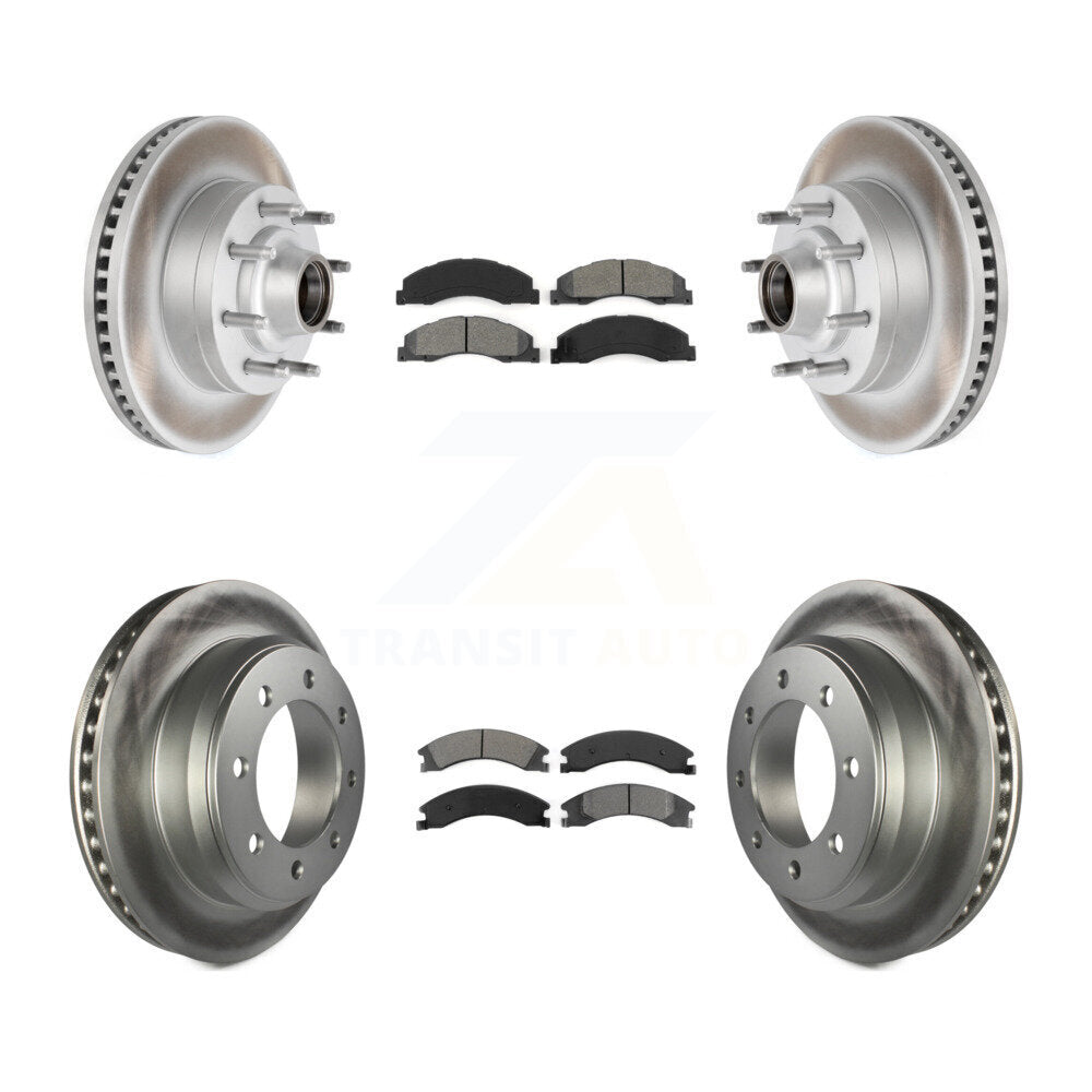 [Avant + Arrière] Kit de disque (revêtu) et plaquette (semi-métallique) de frein pour Ford E-350 Super Duty E-250 E-150 Econoline KGS-102075