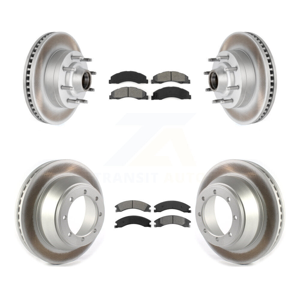 [Avant + Arrière] Kit de disque (revêtu) et plaquette (semi-métallique) de frein pour 2009-2010 Ford E-450 Super Duty DIESEL engine avec Single Wheels KGS-102076