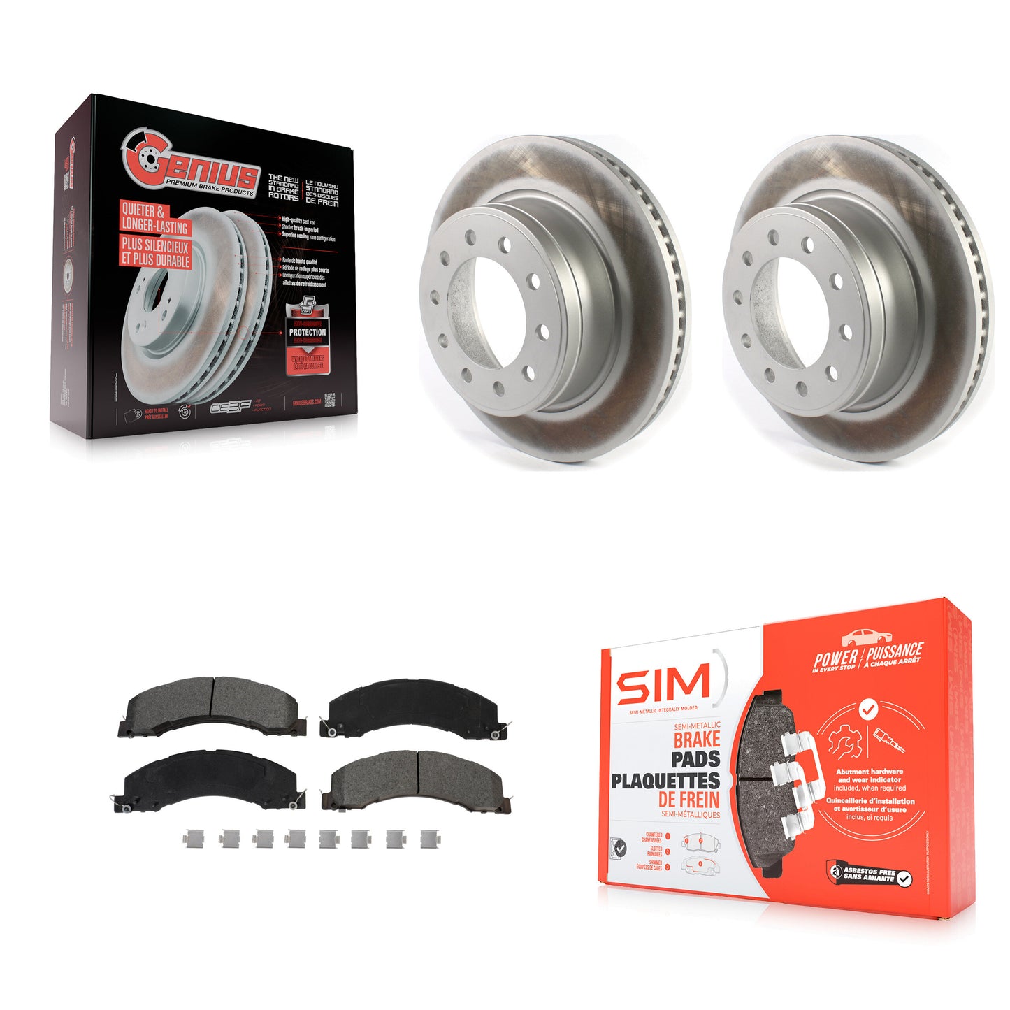 [Avant] Kit de disque (revêtu) et plaquette (semi-métallique) de frein pour Ram 5500 Dodge Sterling Truck 4500 Bullet 45 55 KGS-102085