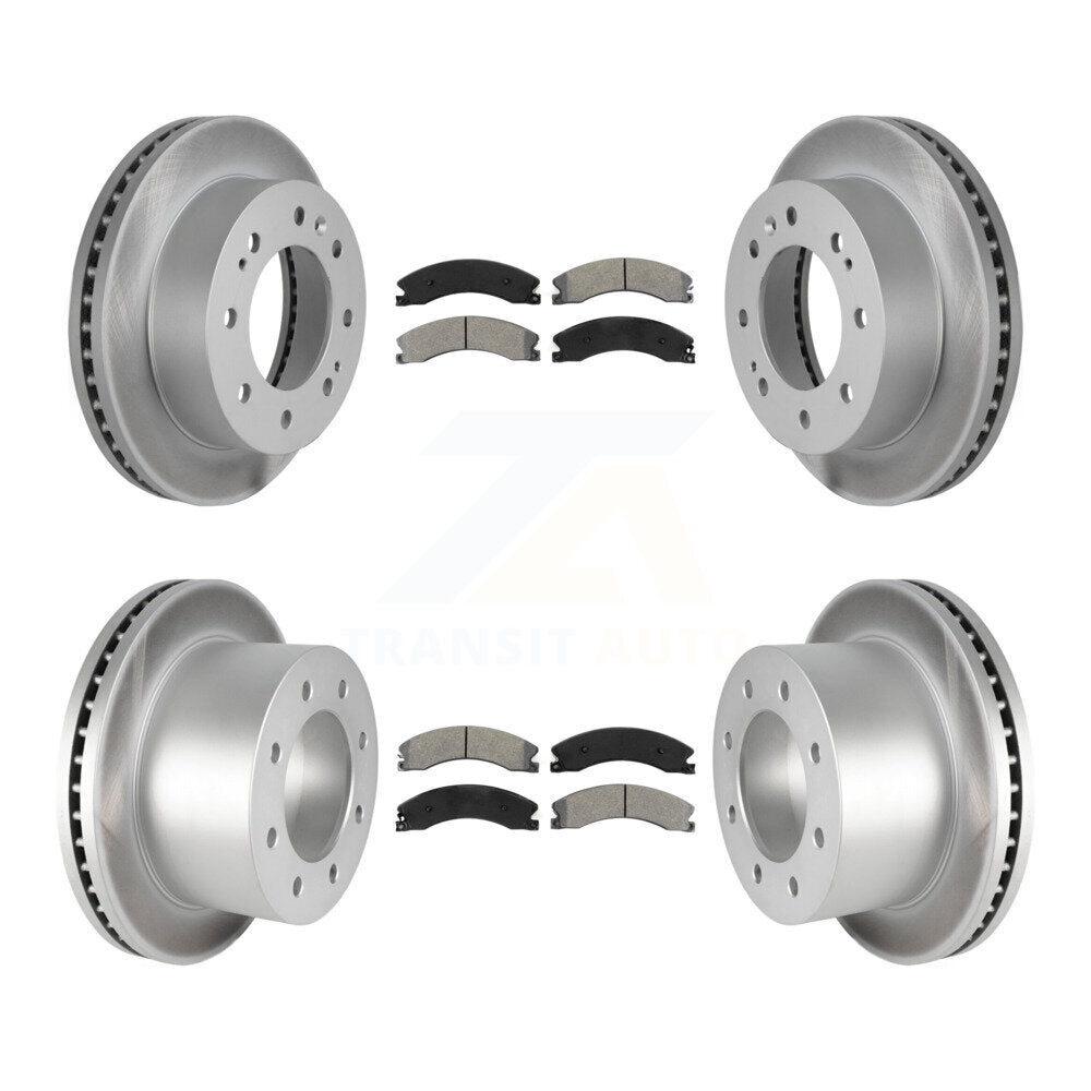 [Avant + Arrière] Kit de disque (revêtu) et plaquette (semi-métallique) de frein pour 2011-2019 Chevrolet Silverado 3500 HD GMC Sierra avec Dual Wheels KGS-102102