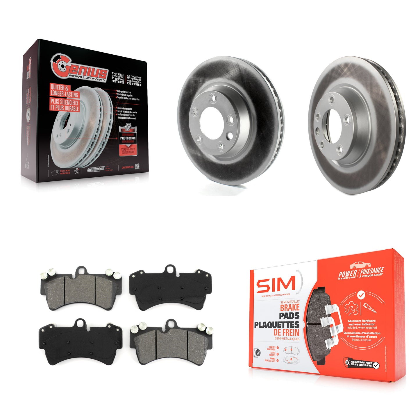 [Avant] Kit de disque (revêtu) et plaquette (semi-métallique) de frein pour Audi Q7 Porsche Cayenne Volkswagen Touareg KGS-102122