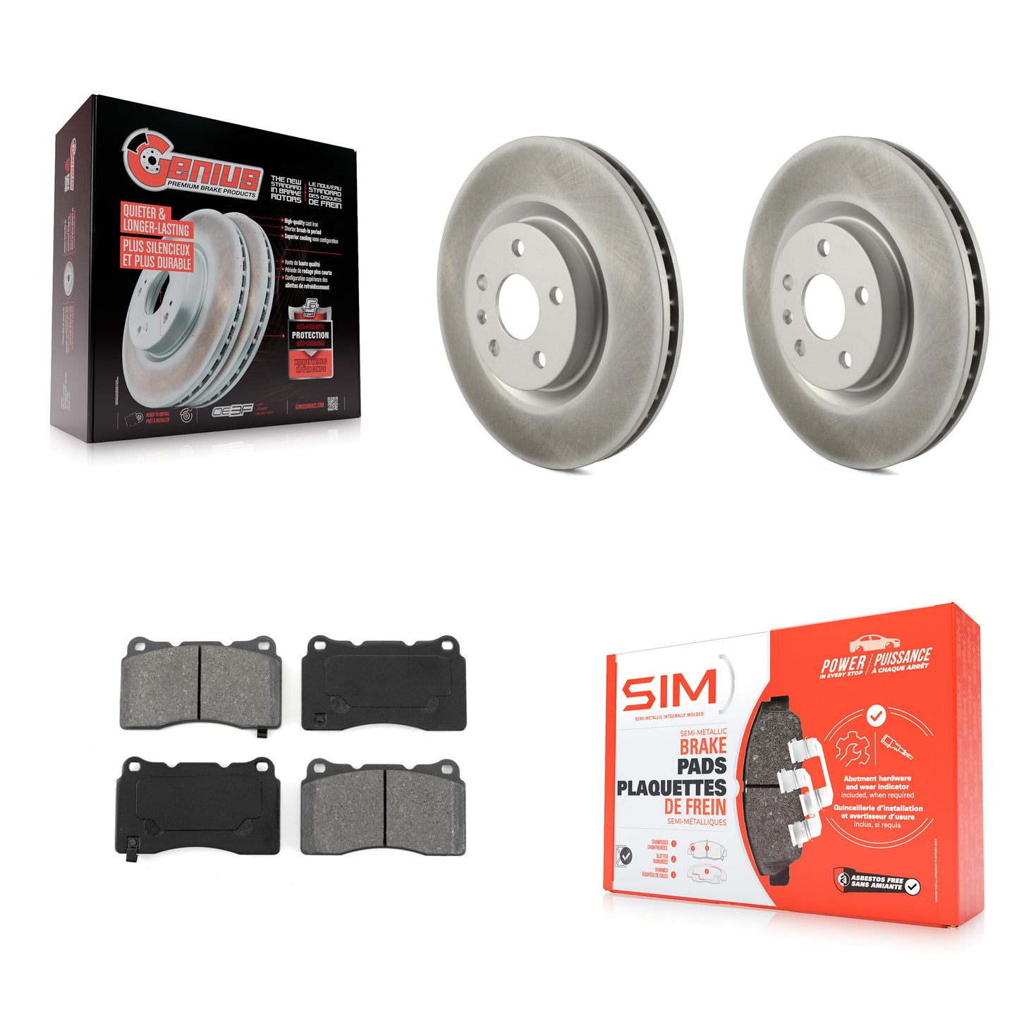 [Avant] Kit de disque (revêtu) et plaquette (semi-métallique) de frein pour Cadillac XTS Buick Regal KGS-102133