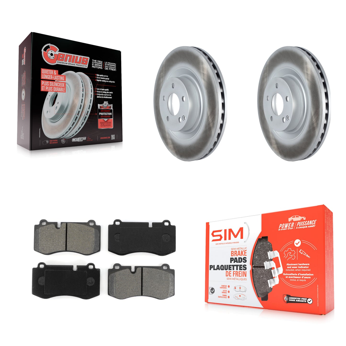 [Avant] Kit de disque (revêtu) et plaquette (semi-métallique) de frein pour Mercedes-Benz S550 SL550 CL550 S600 S400 S350 CL600 S450 KGS-102134