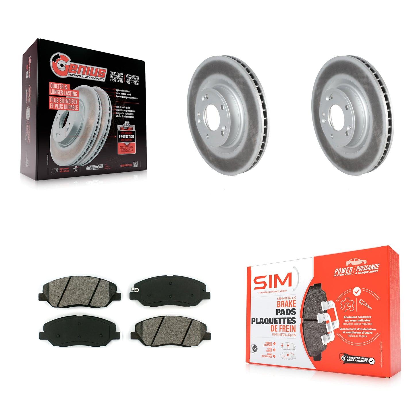 [Avant] Kit de disque (revêtu) et plaquette (semi-métallique) de frein pour 2009-2011 Hyundai Genesis 3.8L KGS-102135