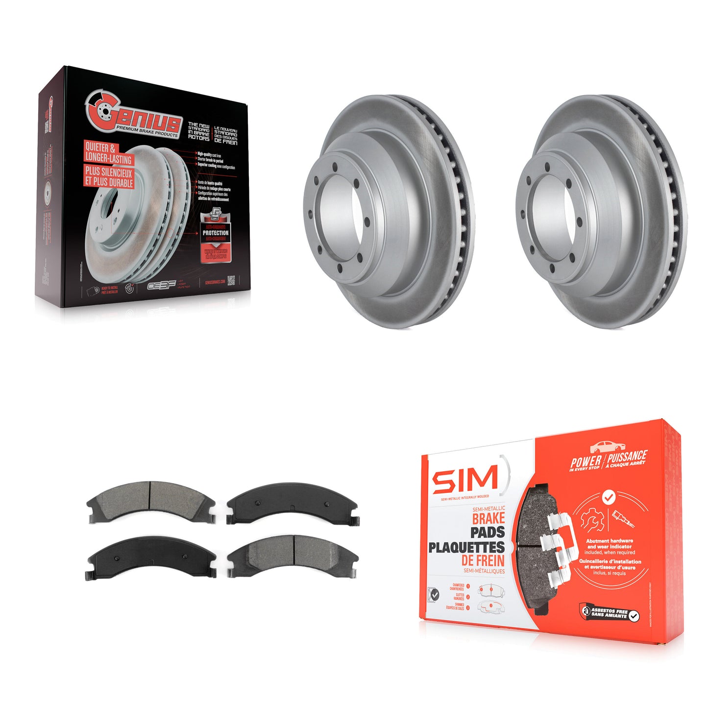 [Arrière] Kit de disque (revêtu) et plaquette (semi-métallique) de frein pour Ford E-350 Super Duty Econoline avec Dual Wheels KGS-102152
