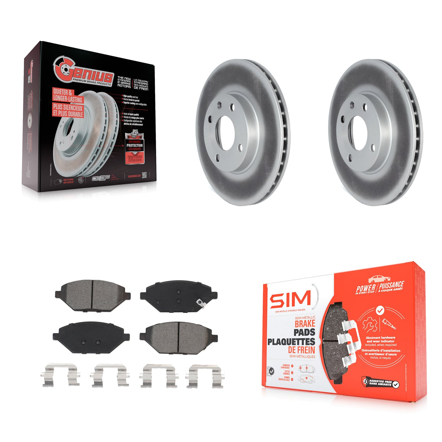 [Avant] Kit de disque (revêtu) et plaquette (semi-métallique) de frein pour 2016-2021 Chevrolet Spark KGS-102246