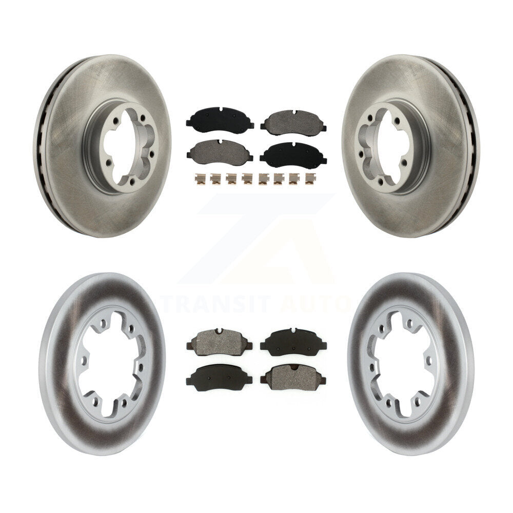 [Avant + Arrière] Kit de disque (revêtu) et plaquette (semi-métallique) de frein pour 2015-2019 Ford Transit-350 HD avec 6 Lug Wheels KGS-102267
