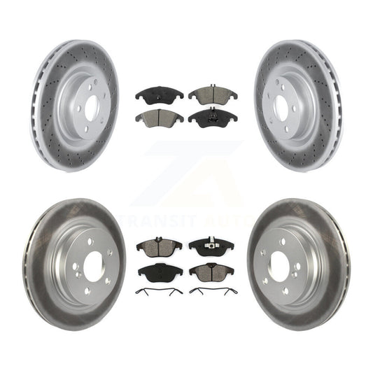 [Avant + Arrière] Kit de disque (revêtu) et plaquette (semi-métallique) de frein pour 2010-2011 Mercedes-Benz E550 Coupe avec 300mm Diameter Rotor KGS-102277