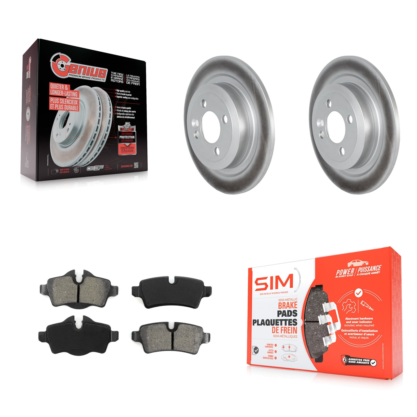 [Arrière] Kit de disque (revêtu) et plaquette (semi-métallique) de frein pour Mini Cooper KGS-102299