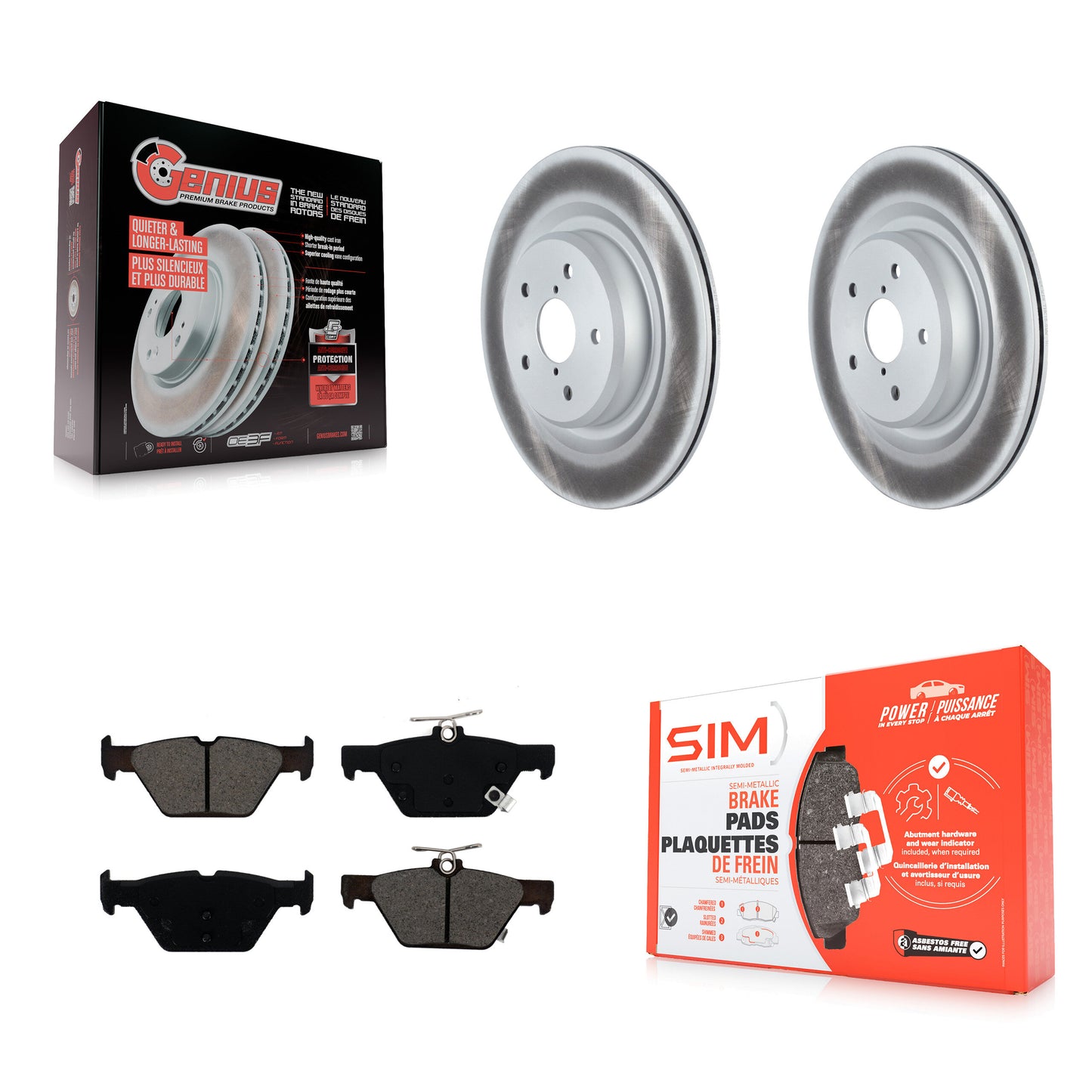 [Arrière] Kit de disque (revêtu) et plaquette (semi-métallique) de frein pour 2019-2022 Subaru Ascent KGS-102303