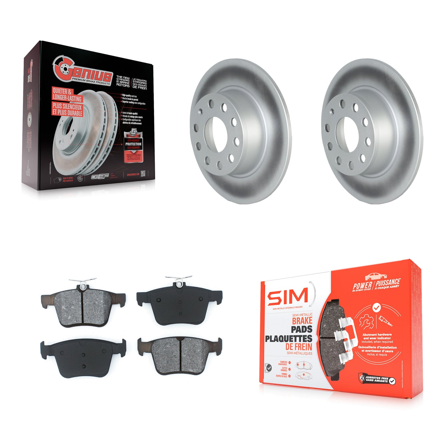 [Arrière] Kit de disque (revêtu) et plaquette (semi-métallique) de frein pour Volkswagen Jetta Taos KGS-102305