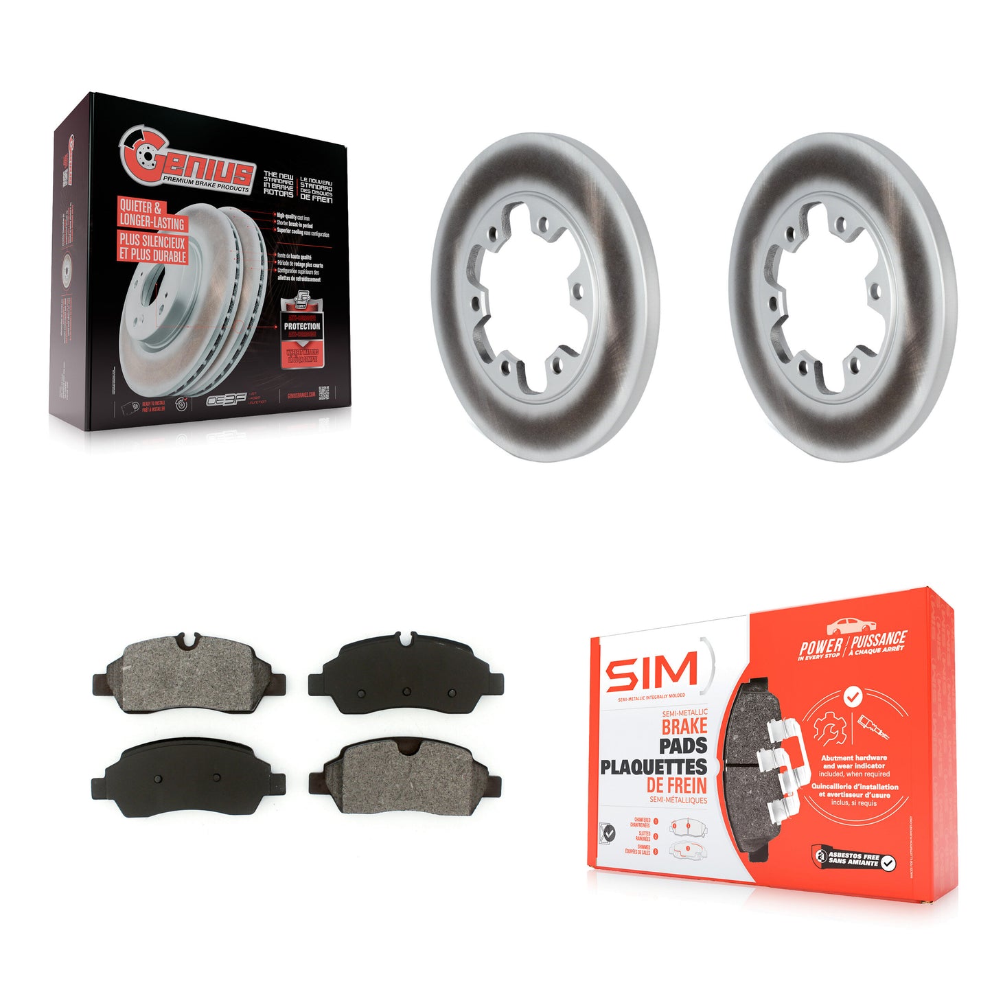 [Arrière] Kit de disque (revêtu) et plaquette (semi-métallique) de frein pour 2015-2019 Ford Transit-350 HD avec 6 Lug Wheels KGS-102306