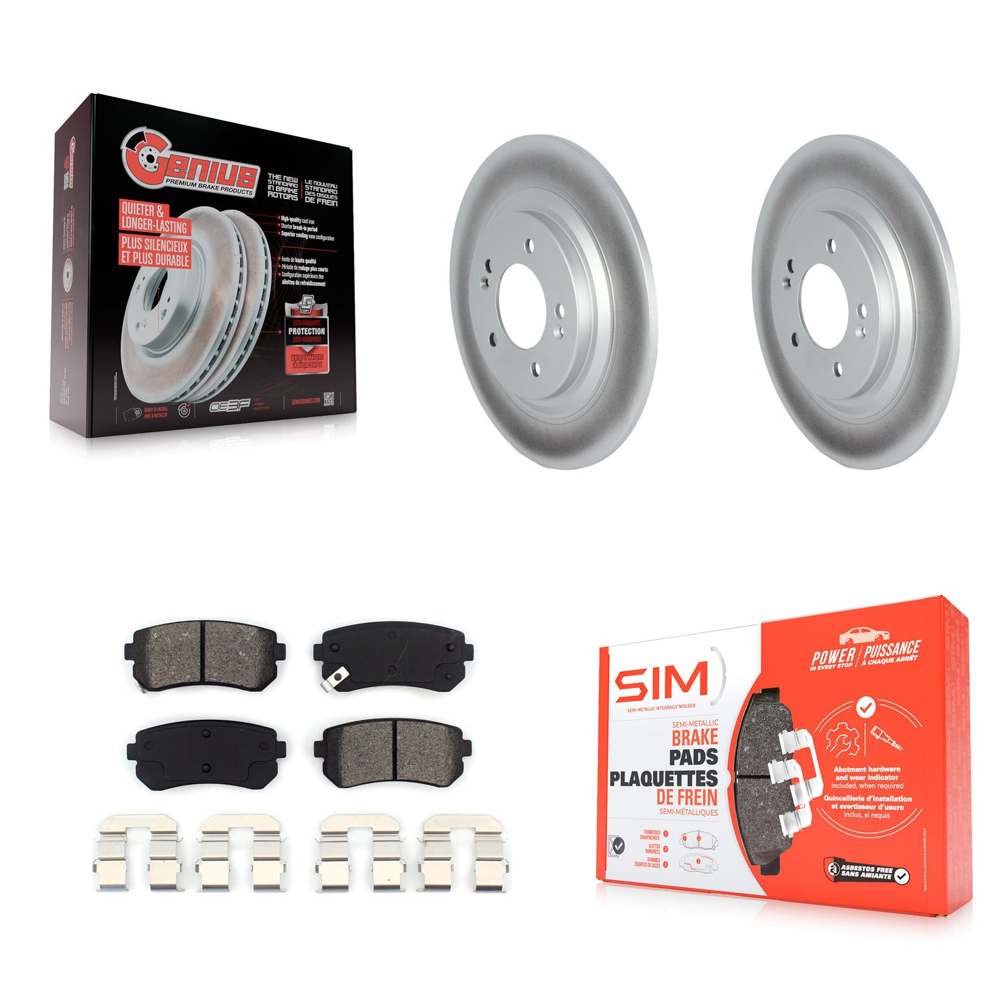 [Arrière] Kit de disque (revêtu) et plaquette (semi-métallique) de frein pour 2017 Kia Cadenza Limited Technology avec Manual Parking KGS-102308