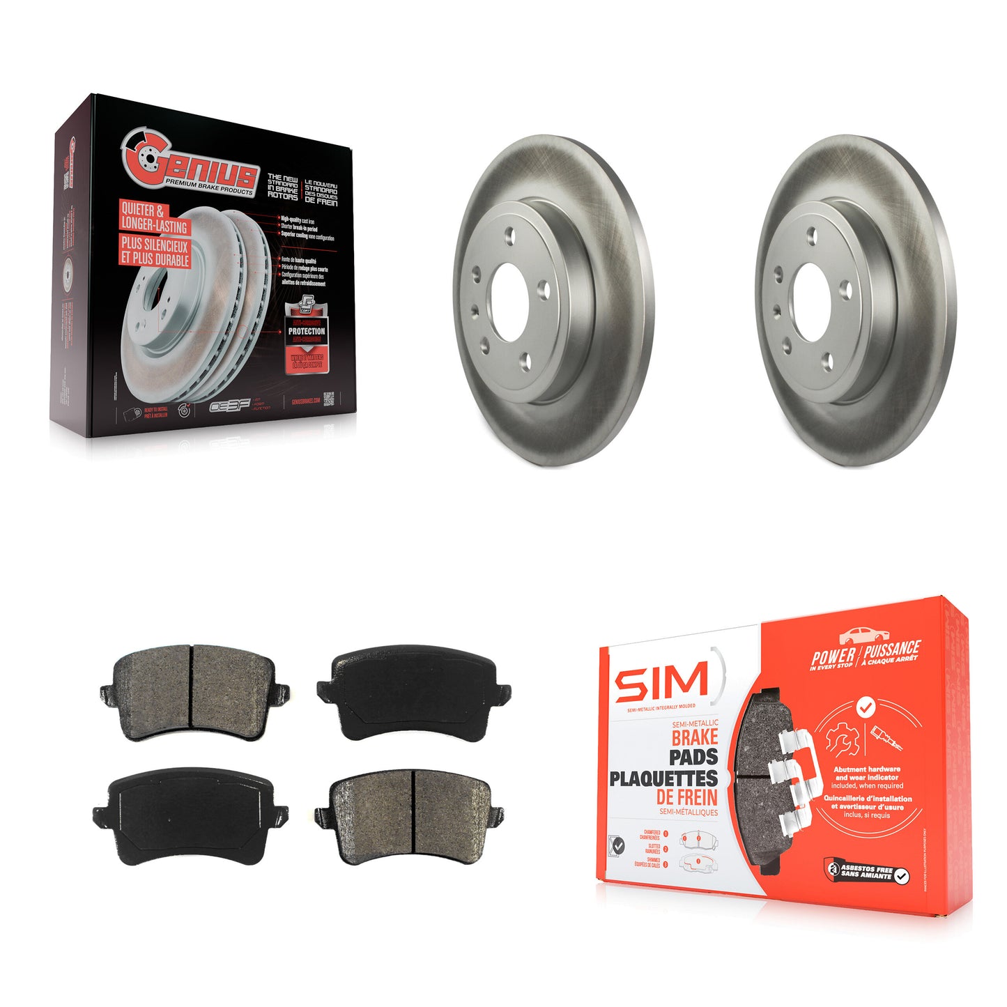 [Arrière] Kit de disque (revêtu) et plaquette (semi-métallique) de frein pour 2009 Audi A4 Quattro Sedan Wagon avec 288mm Diameter Rotor KGS-102311