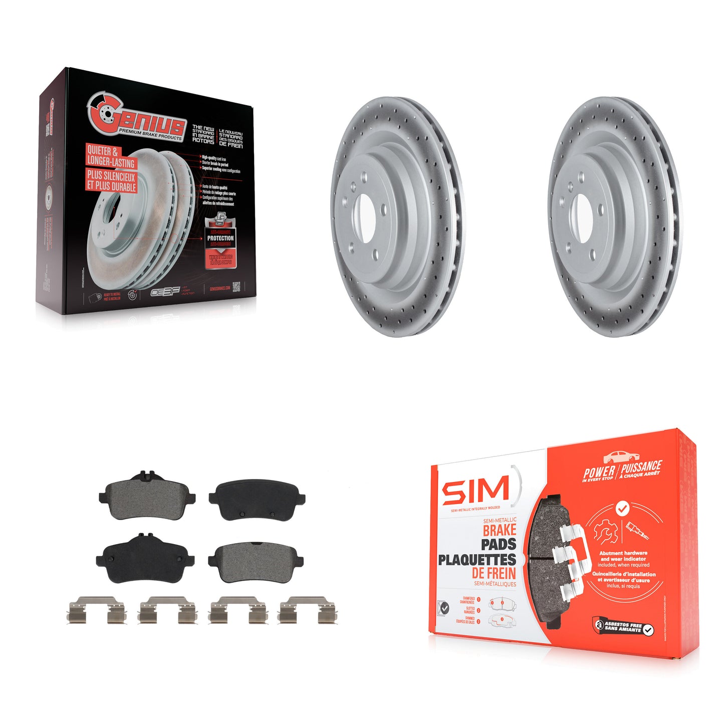 [Arrière] Kit de disque (revêtu) et plaquette (semi-métallique) de frein pour Mercedes-Benz ML350 GLE350 GLE43 AMG GLE400 GLE450 ML400 GLE300d ML550 GLE550e KGS-102314