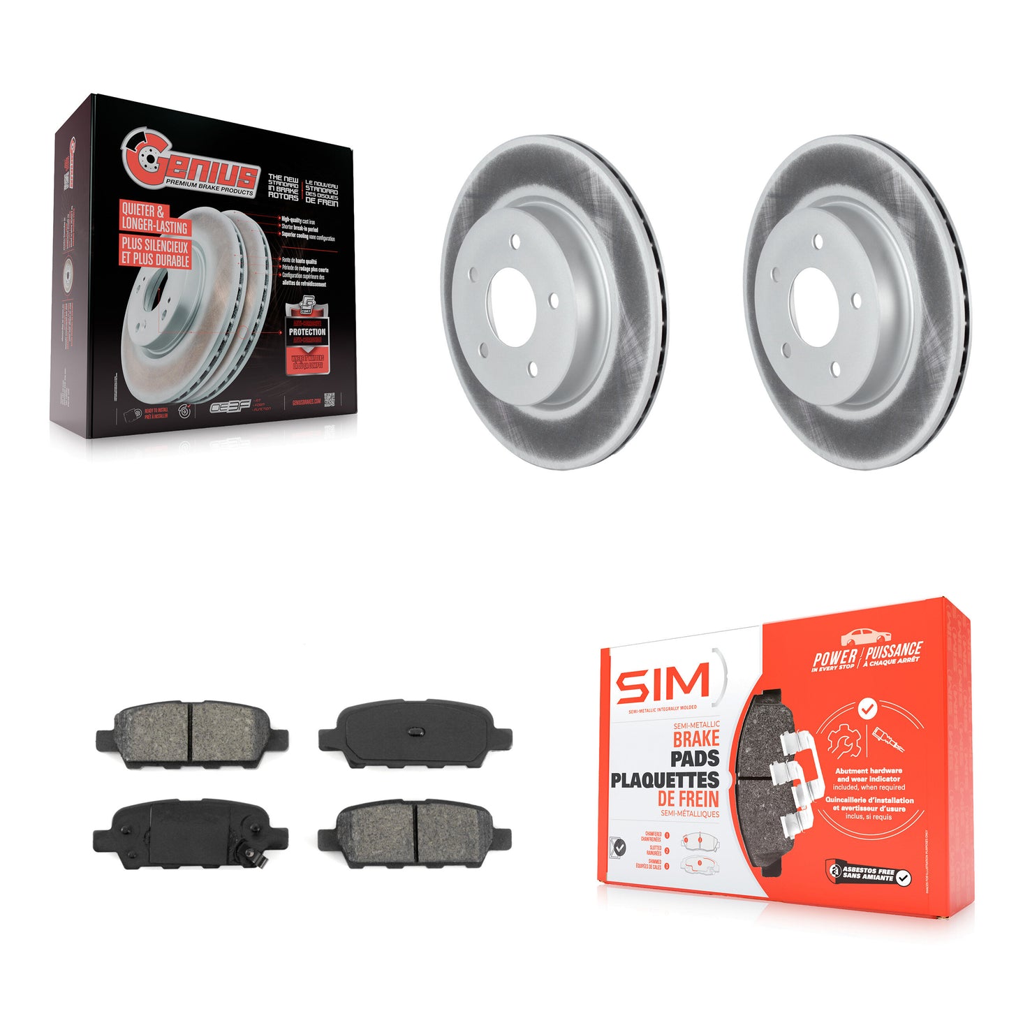 [Arrière] Kit de disque (revêtu) et plaquette (semi-métallique) de frein pour Nissan Rogue Sport LEAF Qashqai KGS-102320