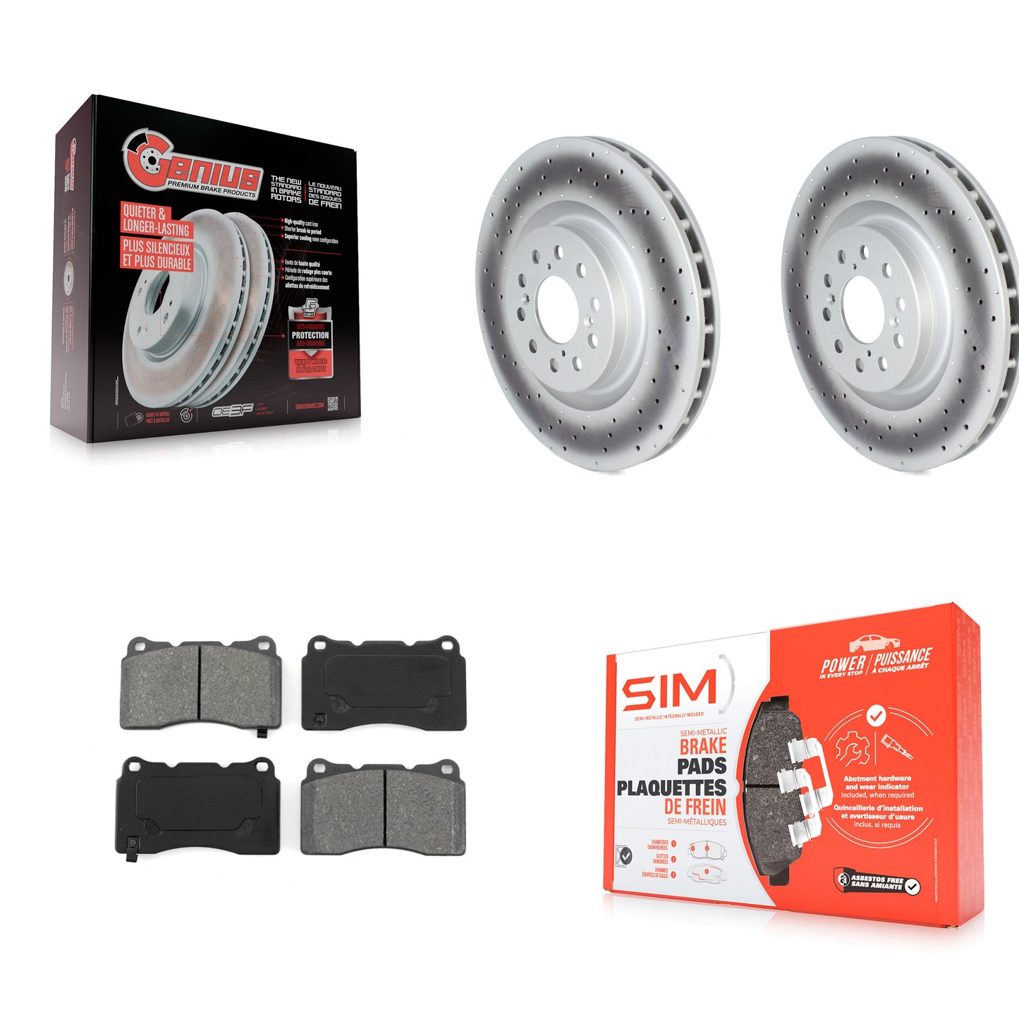 [Avant] Kit de disque (revêtu) et plaquette (semi-métallique) de frein pour 2017-2019 Honda Civic Type R KGS-102326