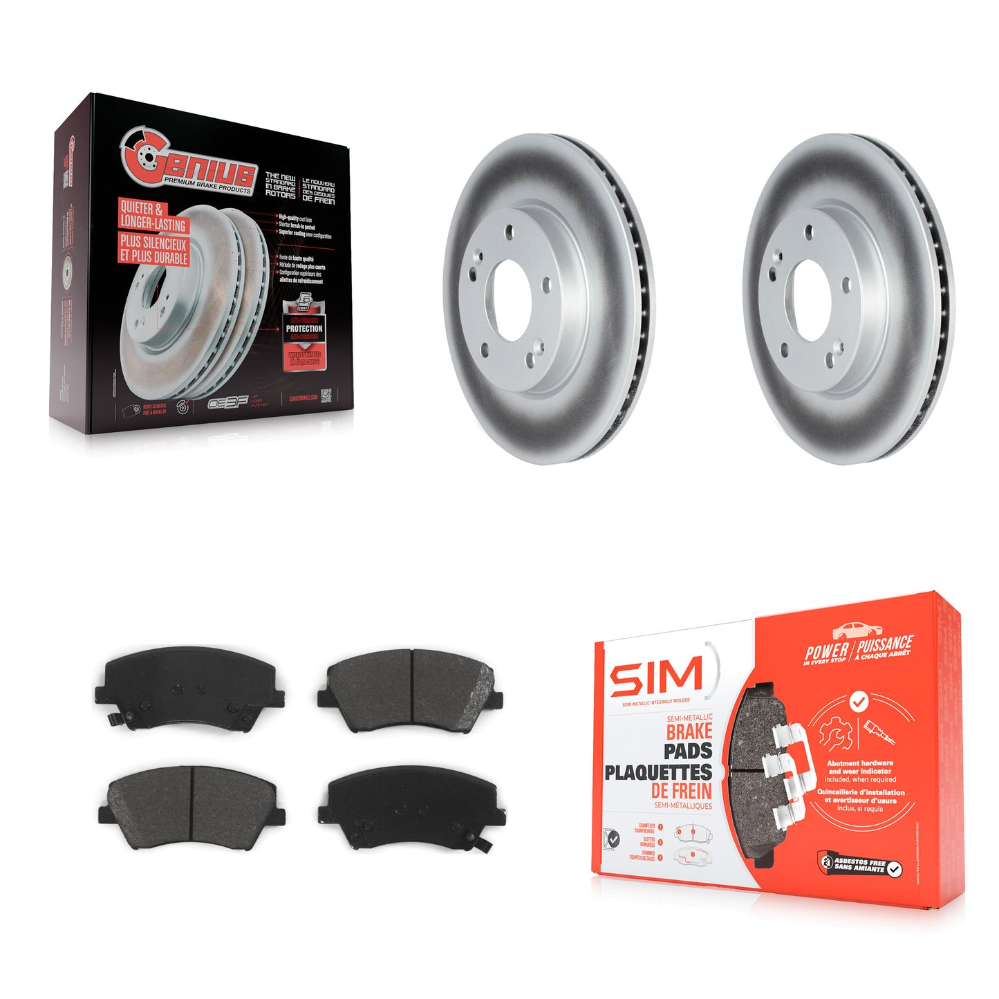 [Avant] Kit de disque (revêtu) et plaquette (semi-métallique) de frein pour Kia Niro Hyundai Ioniq KGS-102328