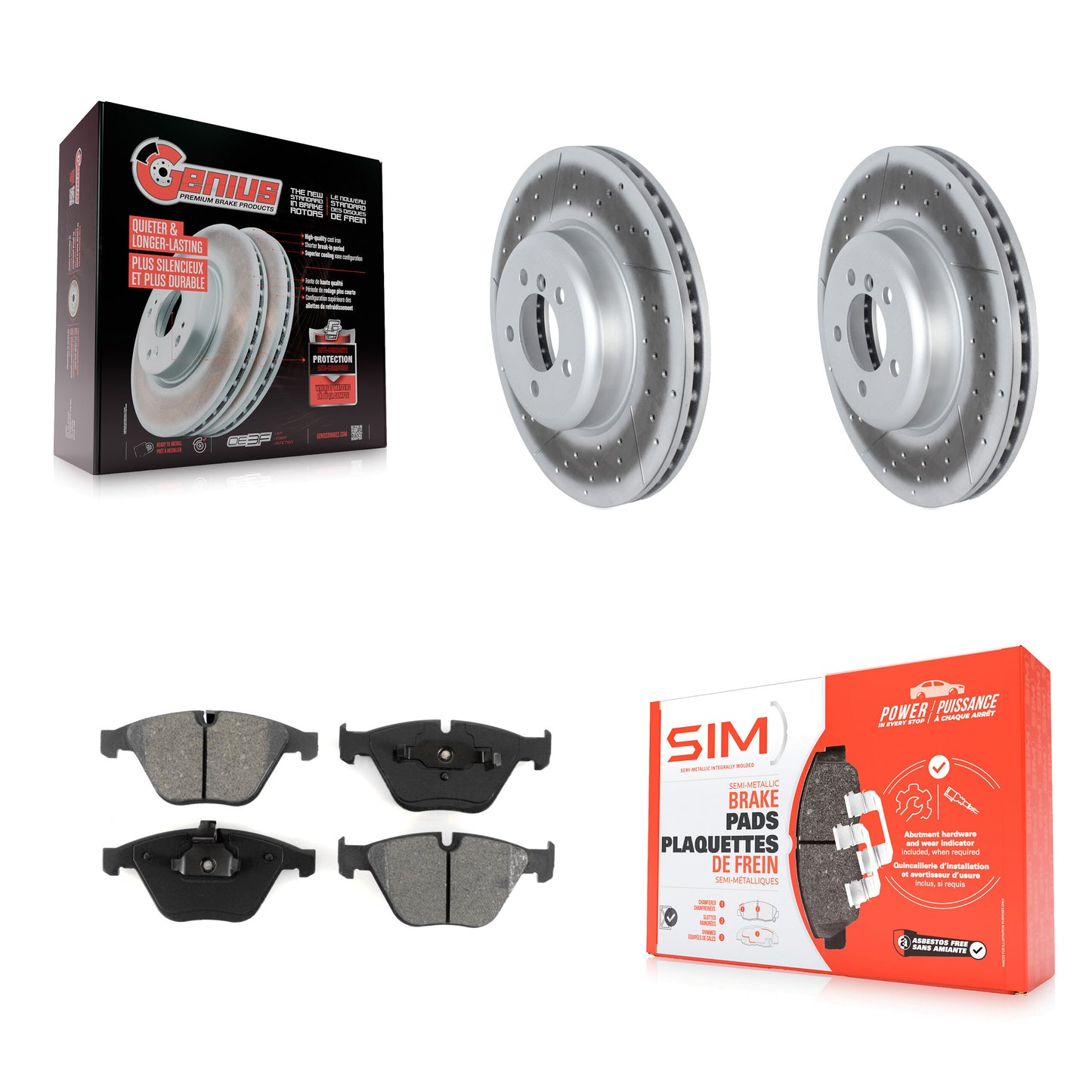 [Avant] Kit de disque (revêtu) et plaquette (semi-métallique) de frein pour 2012 BMW 335i Convertible Coupe avec Blue Painted Calipers KGS-102331