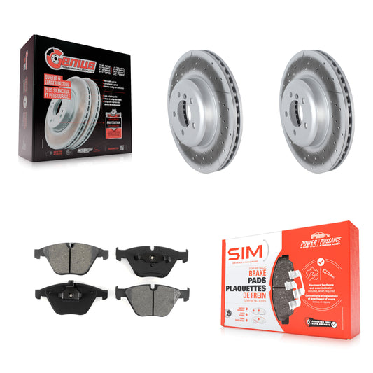 [Avant] Kit de disque (revêtu) et plaquette (semi-métallique) de frein pour 2012 BMW 335i Convertible Coupe avec Blue Painted Calipers KGS-102331