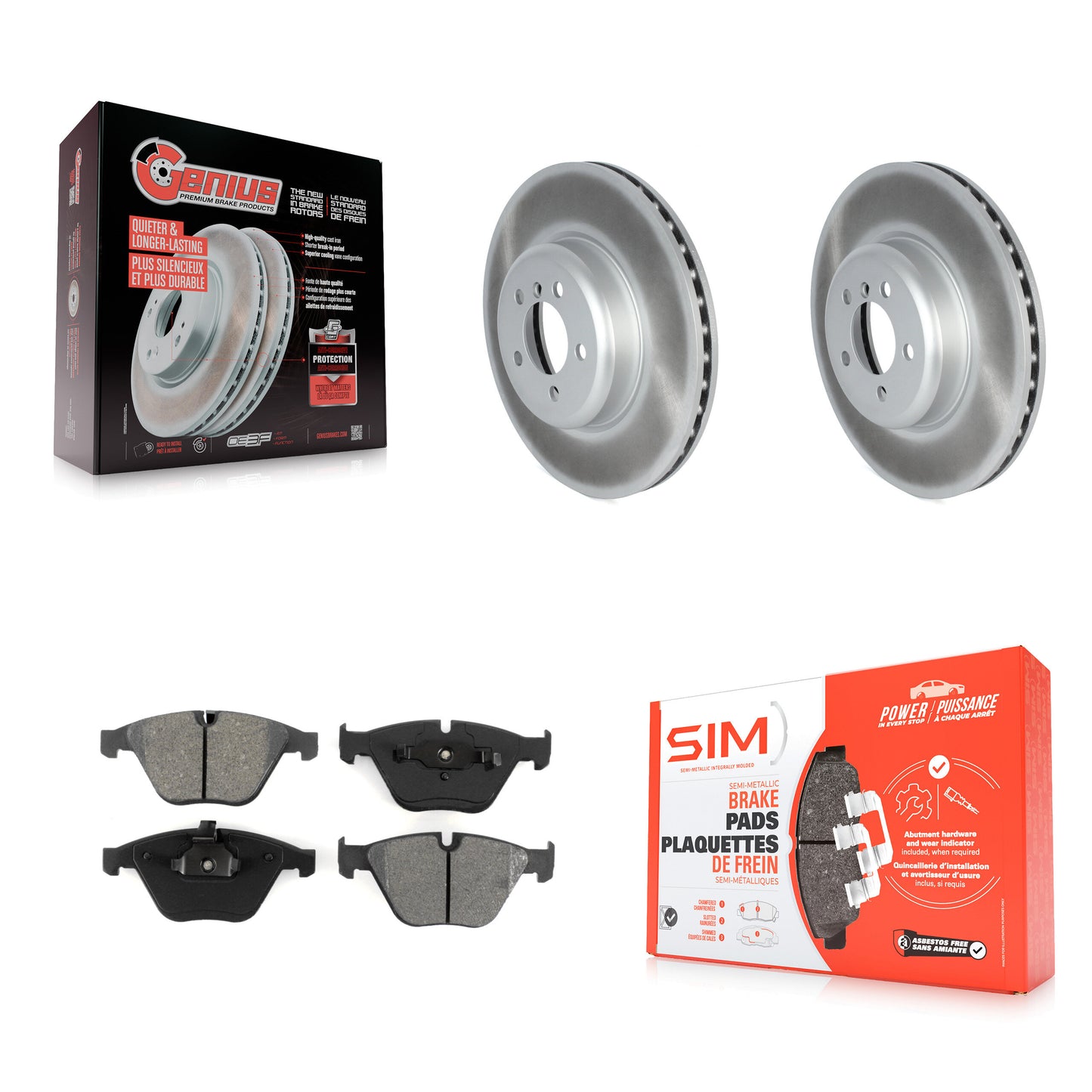 [Avant] Kit de disque (revêtu) et plaquette (semi-métallique) de frein pour 2012 BMW 335i Convertible Coupe avec Blue Painted Calipers KGS-102332