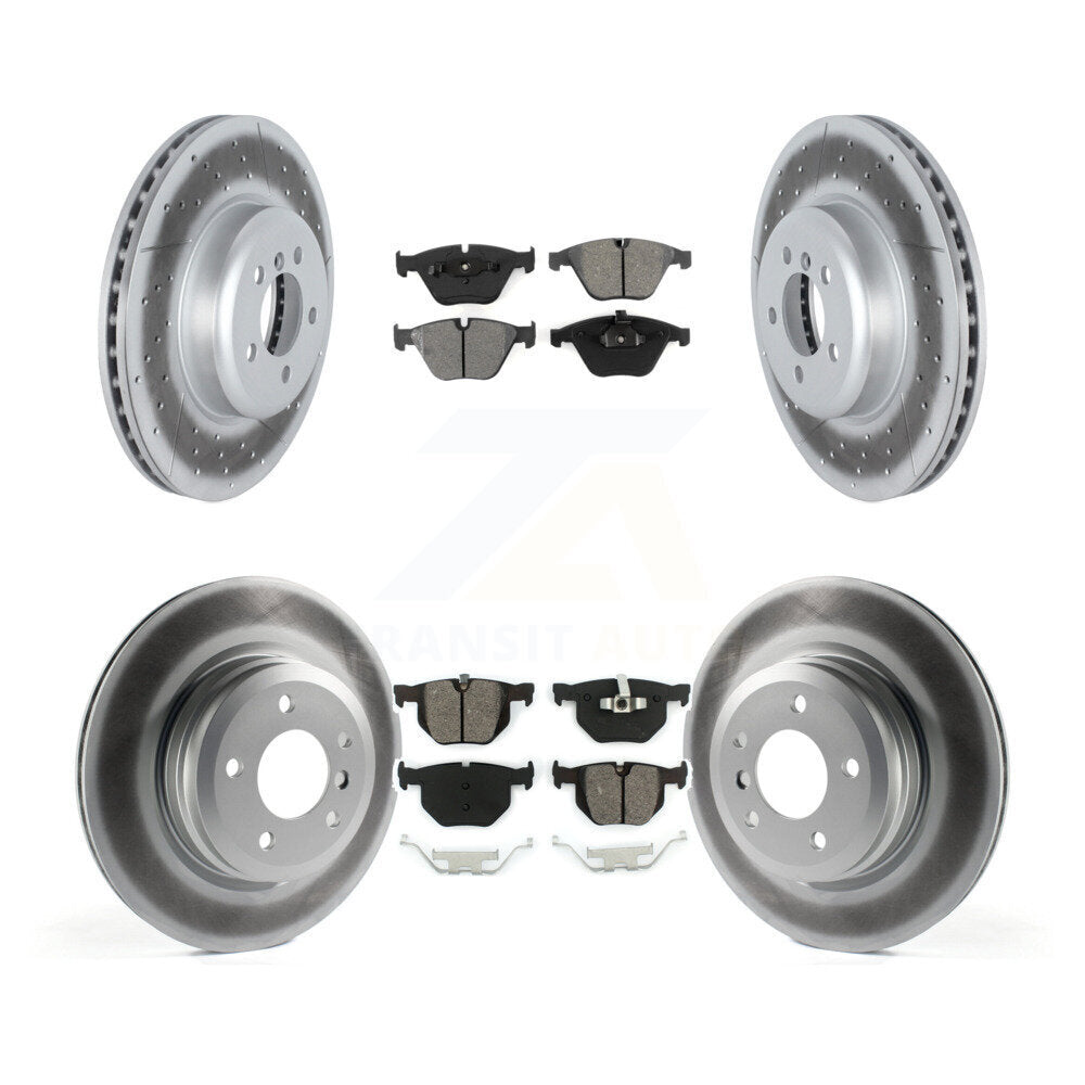 [Avant + Arrière] Kit de disque (revêtu) et plaquette (semi-métallique) de frein pour 2012 BMW 335i Convertible Coupe avec Blue Painted Calipers KGS-102345