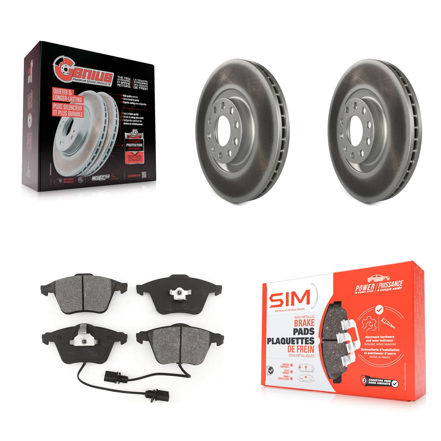 [Avant] Kit de disque (revêtu) et plaquette (semi-métallique) de frein pour 2002-2004 Audi A6 Quattro avec 321mm Diameter Rotor KGS-102372