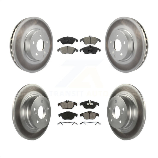 [Avant + Arrière] Kit de disque (revêtu) et plaquette (semi-métallique) de frein pour 2011-2012 Mercedes-Benz C300 avec 322mm Diameter Rotor KGS-102374 par Transit Auto