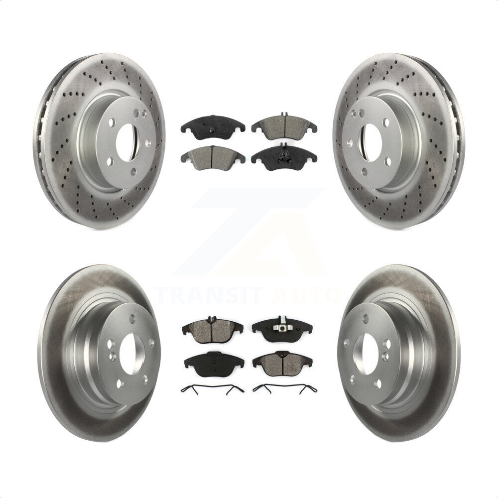 [Avant + Arrière] Kit de disque (revêtu) et plaquette (semi-métallique) de frein pour 2011-2012 Mercedes-Benz C300 avec 322mm Diameter Rotor KGS-102375 par Transit Auto