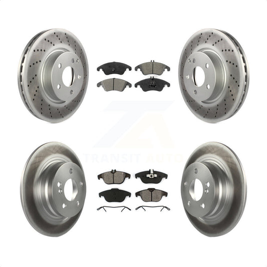 [Avant + Arrière] Kit de disque (revêtu) et plaquette (semi-métallique) de frein pour 2011-2012 Mercedes-Benz C300 avec 322mm Diameter Rotor KGS-102375 par Transit Auto