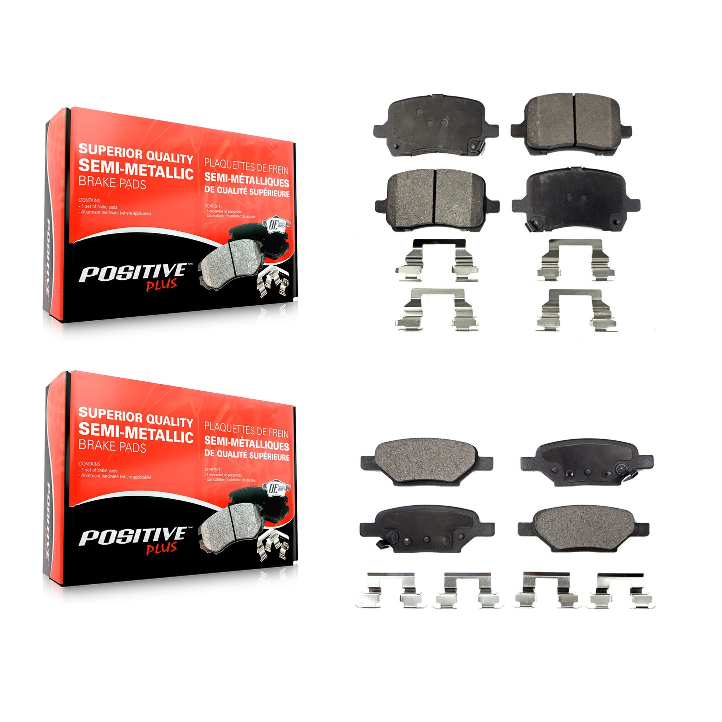 [Avant + Arrière] Kit de plaquette (semi-métallique) de frein pour Chevrolet Cobalt Malibu Saturn Ion HHR Pontiac G6 Pursuit KPF-100018