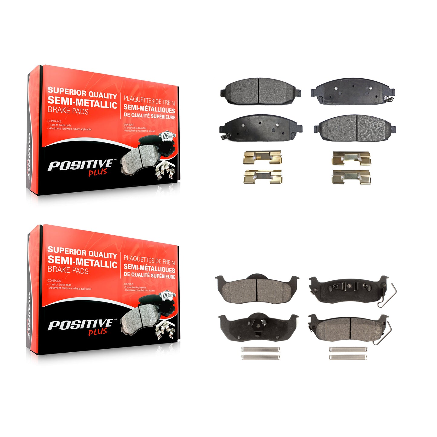 [Avant + Arrière] Kit de plaquette (semi-métallique) de frein pour Jeep Grand Cherokee Commander KPF-100043