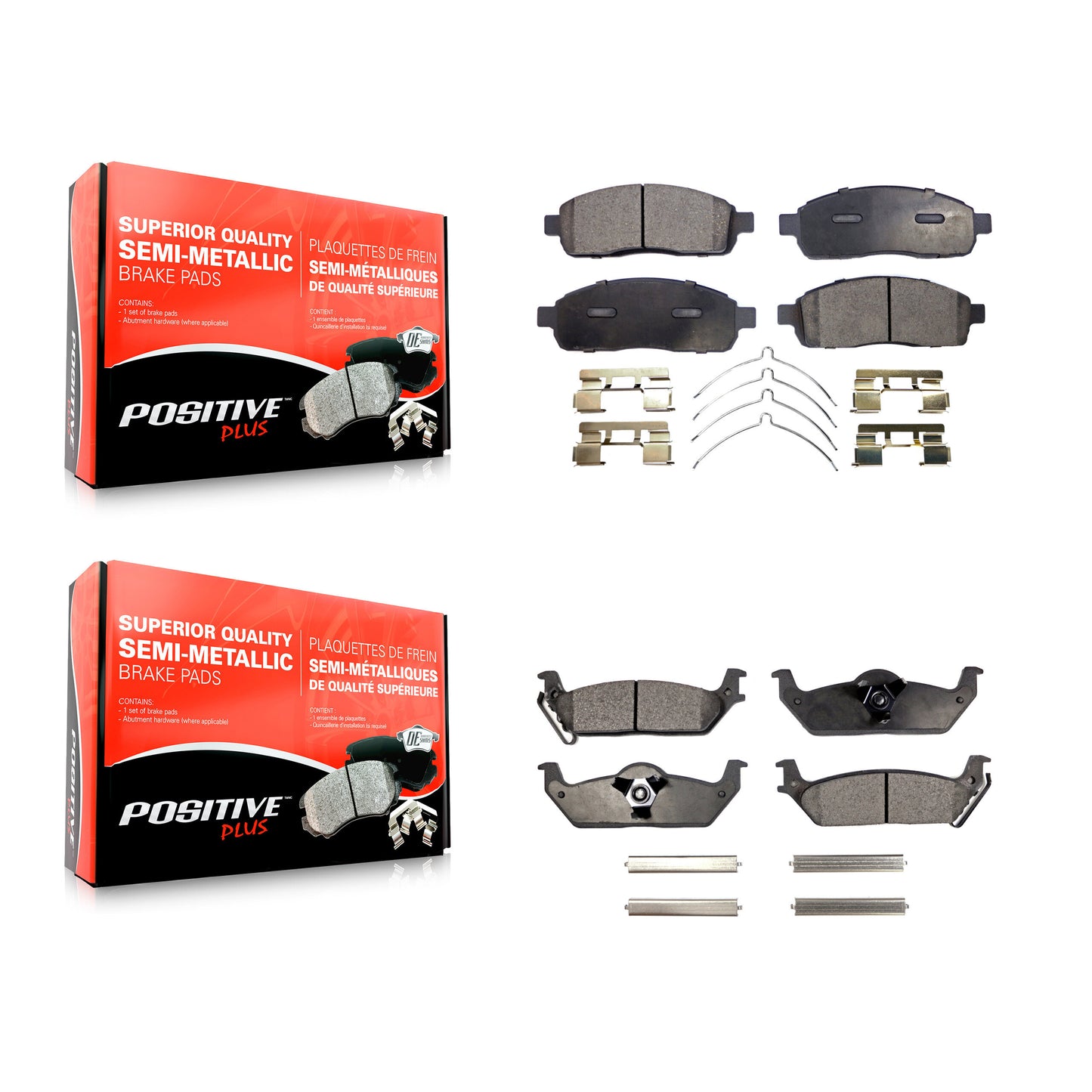 [Avant + Arrière] Kit de plaquette (semi-métallique) de frein pour Ford F-150 Lincoln Mark LT KPF-100044