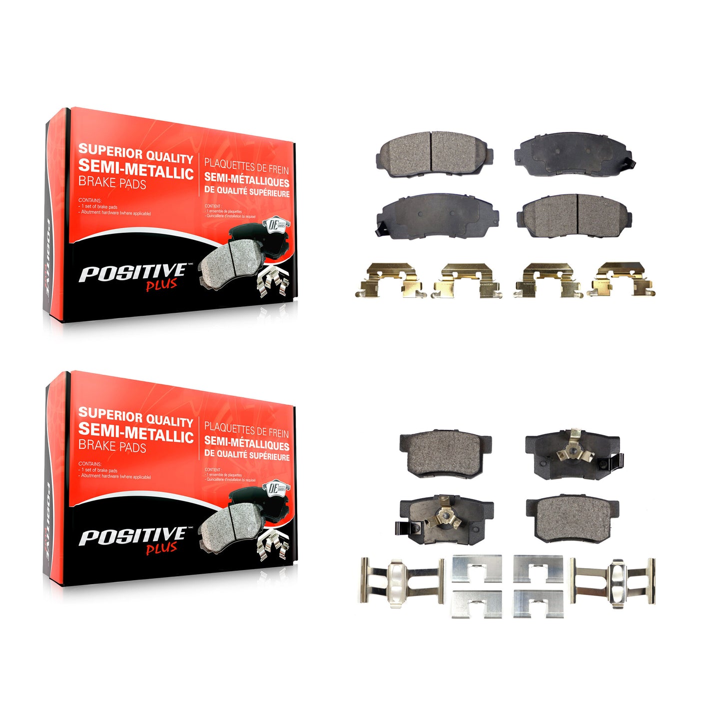 [Avant + Arrière] Kit de plaquette (semi-métallique) de frein pour Honda CR-V Accord Crosstour Acura RDX KPF-100046