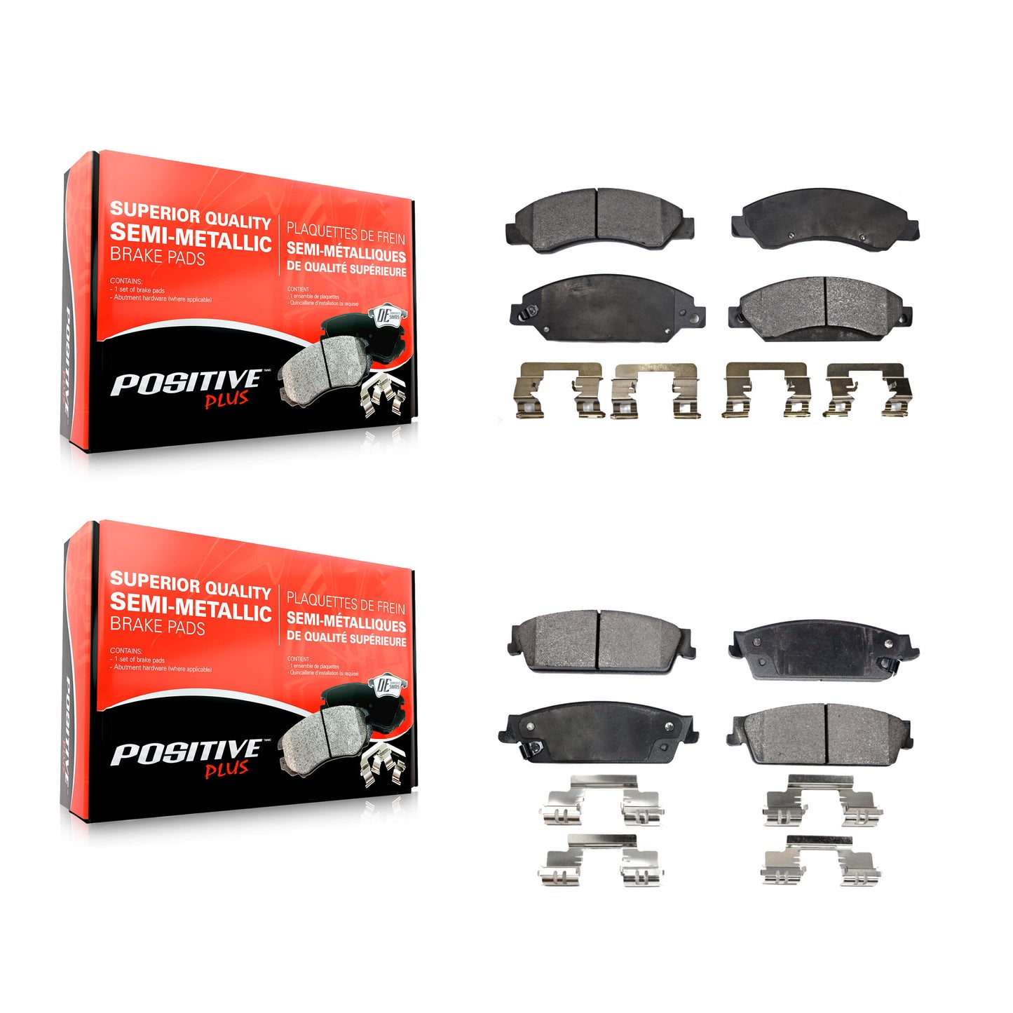 [Avant + Arrière] Kit de plaquette (semi-métallique) de frein pour 2007 Chevrolet Tahoe GMC Suburban 1500 Yukon Cadillac Avalanche XL Escalade ESV EXT KPF-100049