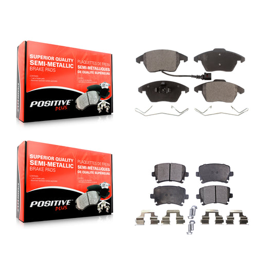 [Avant + Arrière] Kit de plaquette (semi-métallique) de frein pour Volkswagen Jetta CC Passat GTI Audi Rabbit Eos A3 TT Quattro Golf R8 KPF-100053