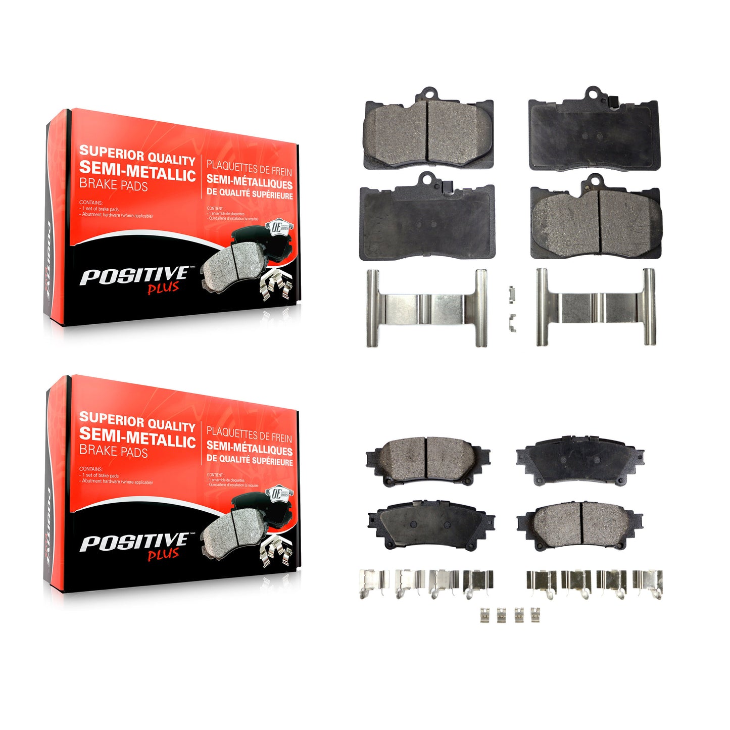 [Avant + Arrière] Kit de plaquette (semi-métallique) de frein pour Lexus GS350 IS300 IS200t IS350 RC350 RC300 RC200t GS300 GS200t GS450h KPF-100056