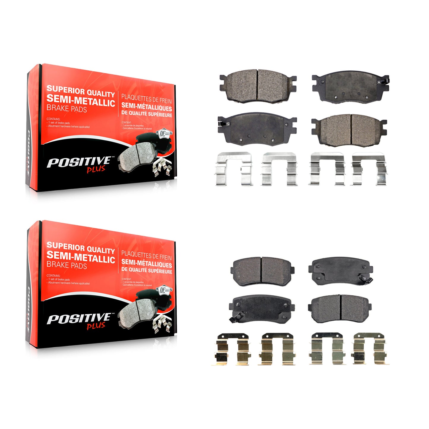 [Avant + Arrière] Kit de plaquette (semi-métallique) de frein pour Hyundai Accent Kia Rio Rio5 KPF-100062