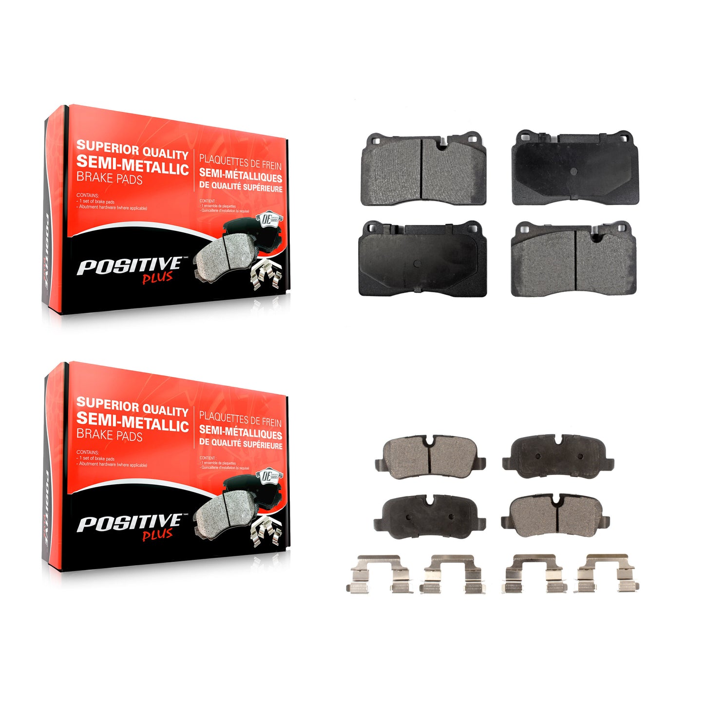 [Avant + Arrière] Kit de plaquette (semi-métallique) de frein pour 2006-2009 Land Rover Range Supercharged KPF-100070