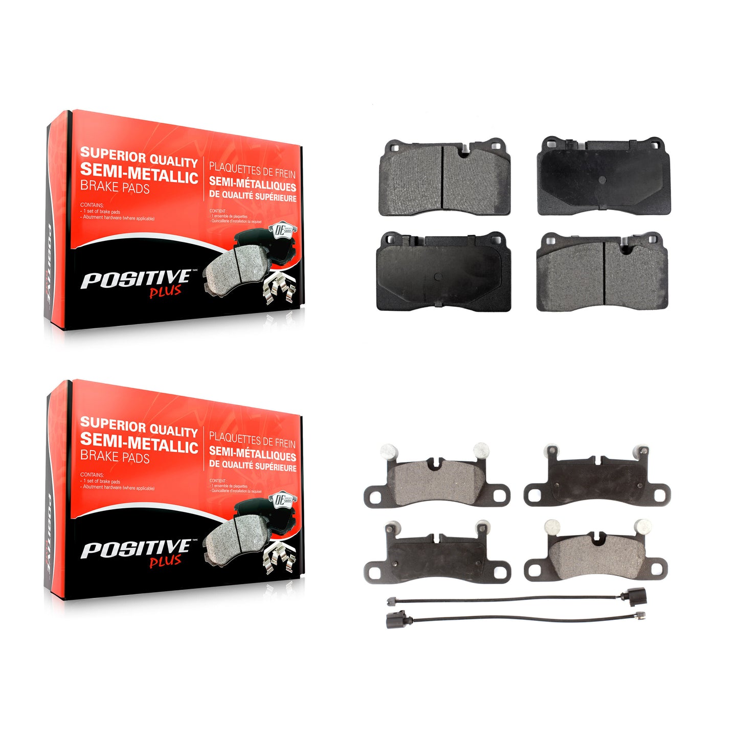 [Avant + Arrière] Kit de plaquette (semi-métallique) de frein pour 2011-2015 Volkswagen Touareg avec 330mm Diameter Rotor KPF-100071