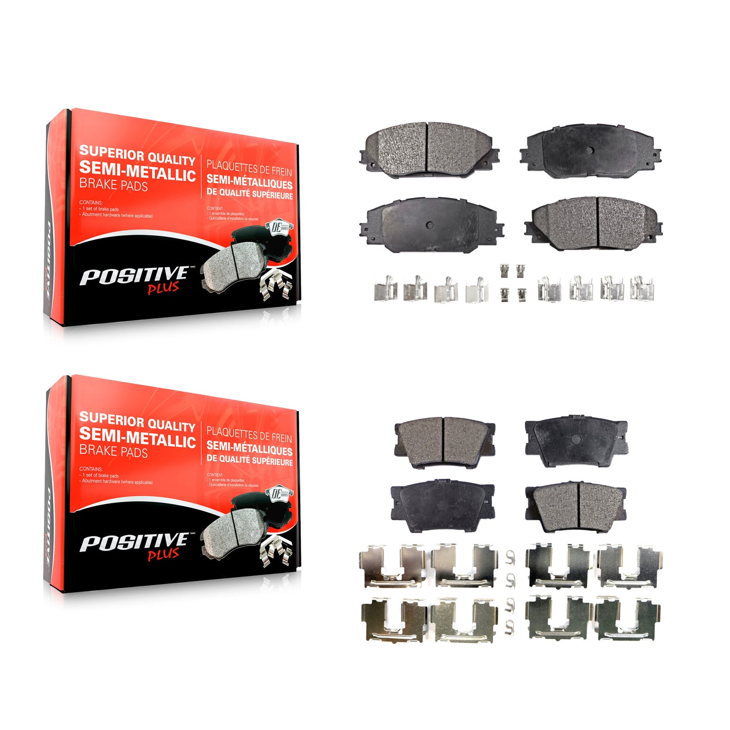 [Avant + Arrière] Kit de plaquette (semi-métallique) de frein pour Toyota RAV4 Matrix Pontiac Vibe KPF-100090