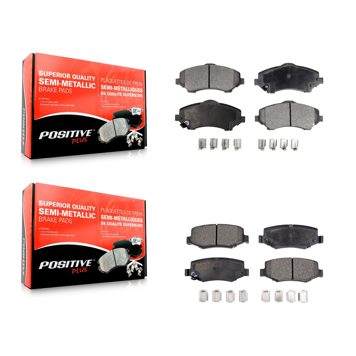 [Avant + Arrière] Kit de plaquette (semi-métallique) de frein pour Jeep Wrangler Liberty Dodge Nitro JK KPF-100097