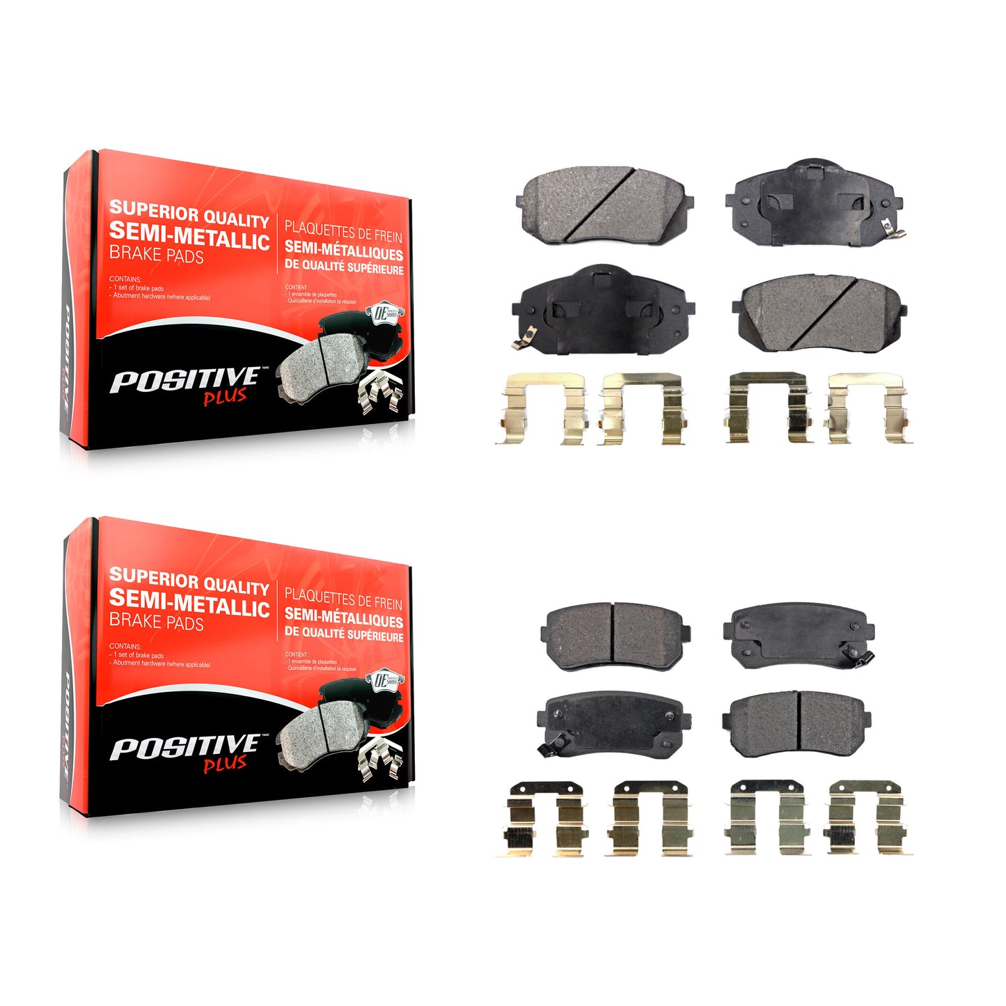 [Avant + Arrière] Kit de plaquette (semi-métallique) de frein pour Hyundai Tucson Kia Sportage Cadenza KPF-100104