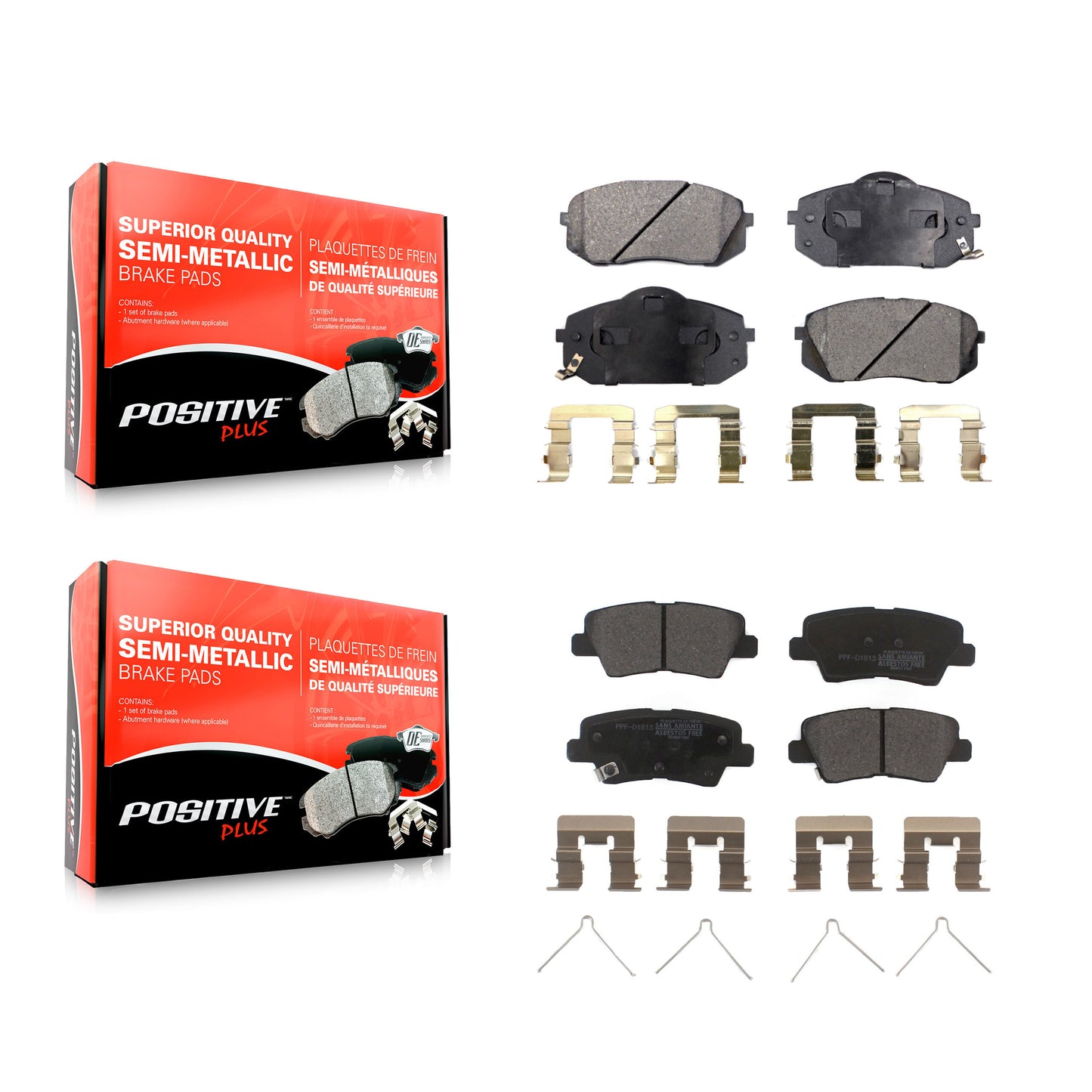 [Avant + Arrière] Kit de plaquette (semi-métallique) de frein pour 2016 Kia Soul EV From Chassis VIN #160921 KPF-100107