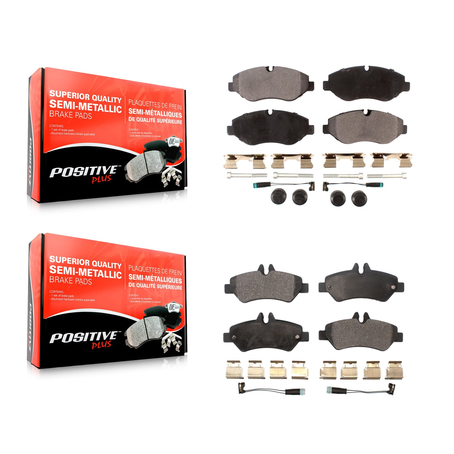 [Avant + Arrière] Kit de plaquette (semi-métallique) de frein pour Sprinter 2500 Mercedes-Benz Freightliner Dodge KPF-100116