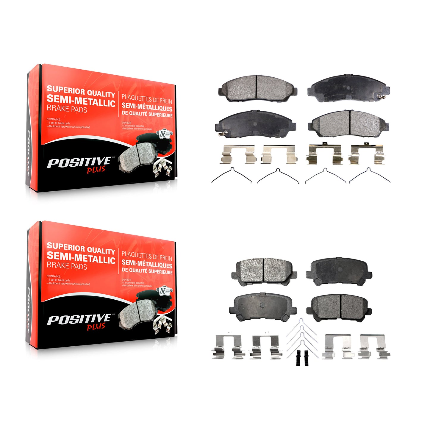 [Avant + Arrière] Kit de plaquette (semi-métallique) de frein pour Honda Pilot Acura MDX ZDX KPF-100150