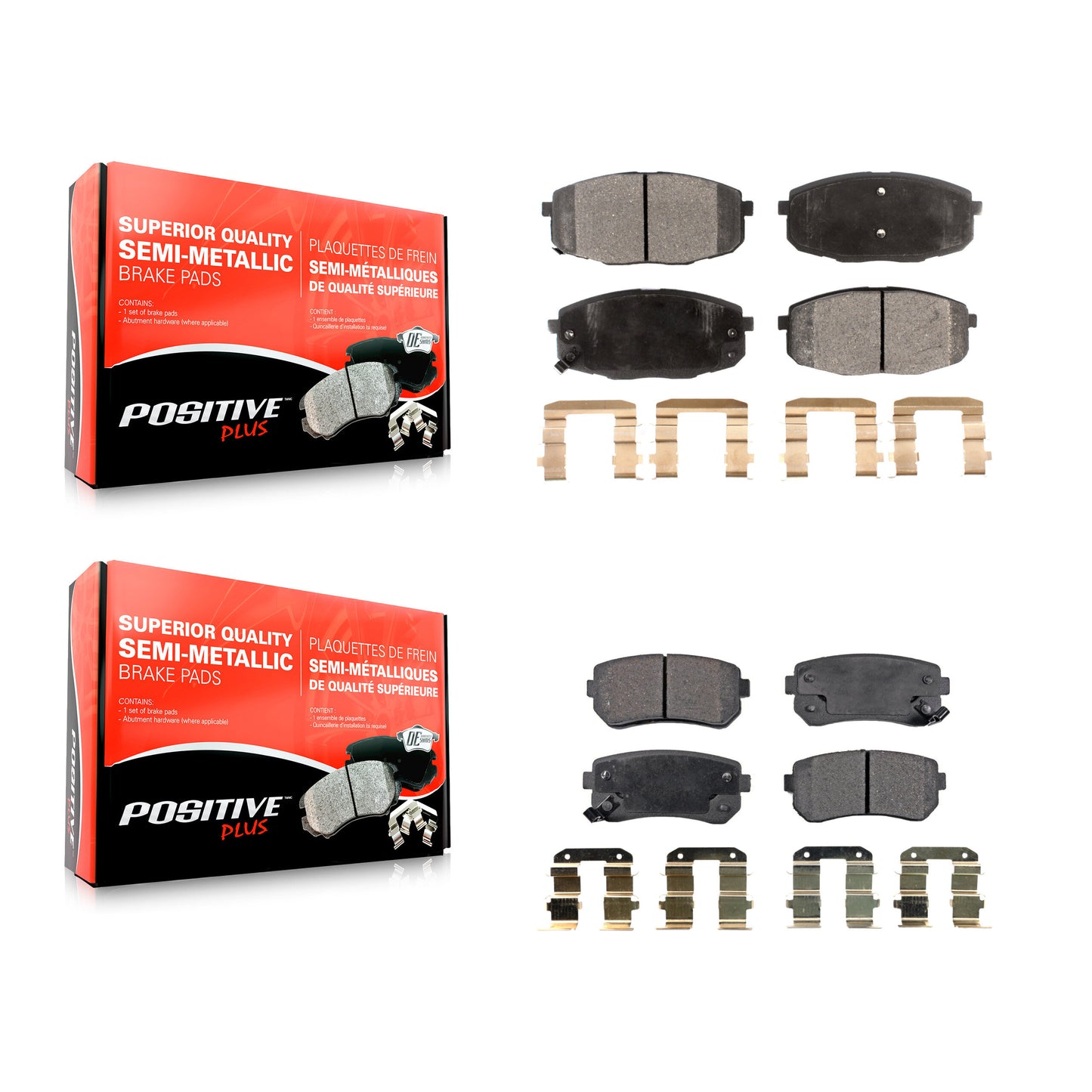 [Avant + Arrière] Kit de plaquette (semi-métallique) de frein pour Hyundai Elantra Kia Forte Koup Forte5 KPF-100155