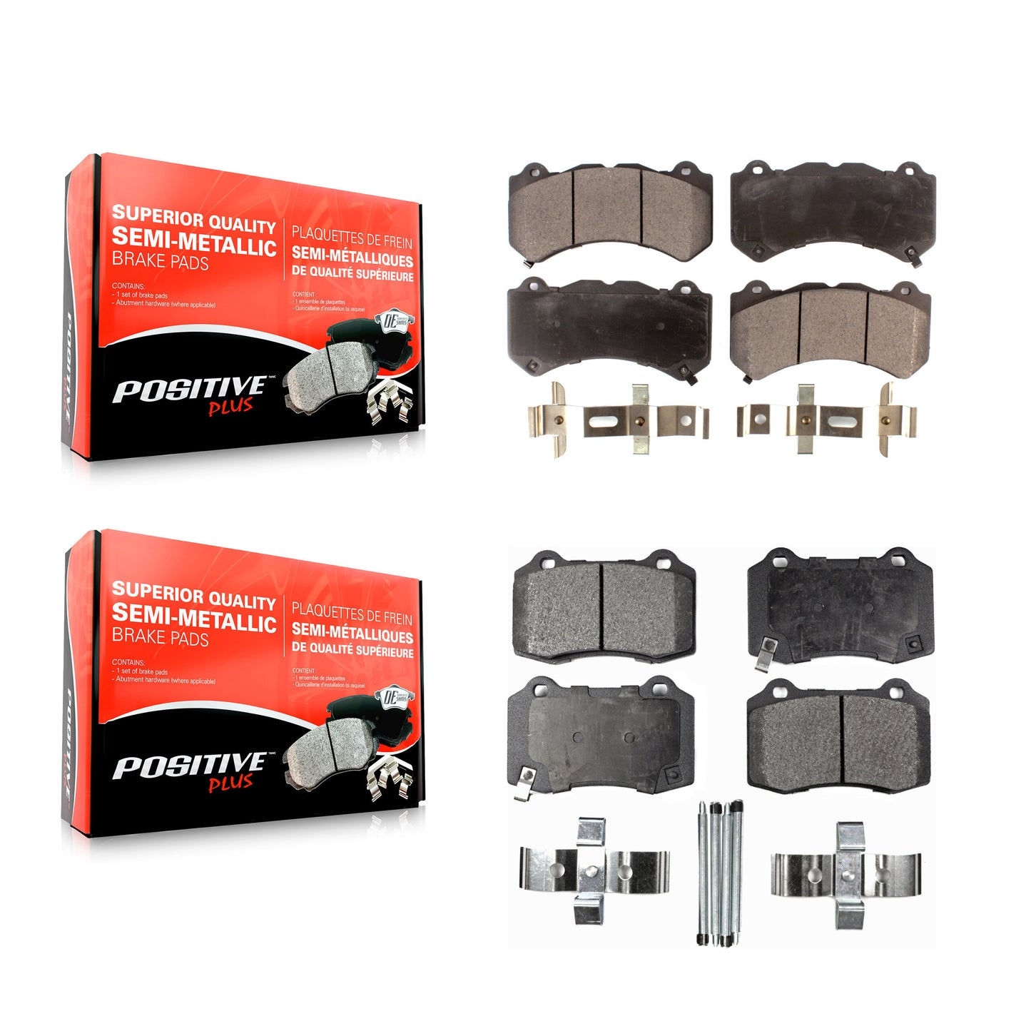 [Avant + Arrière] Kit de plaquette (semi-métallique) de frein pour Jeep Grand Cherokee Dodge Charger Chevrolet Camaro Challenger Cadillac CTS Durango KPF-100161