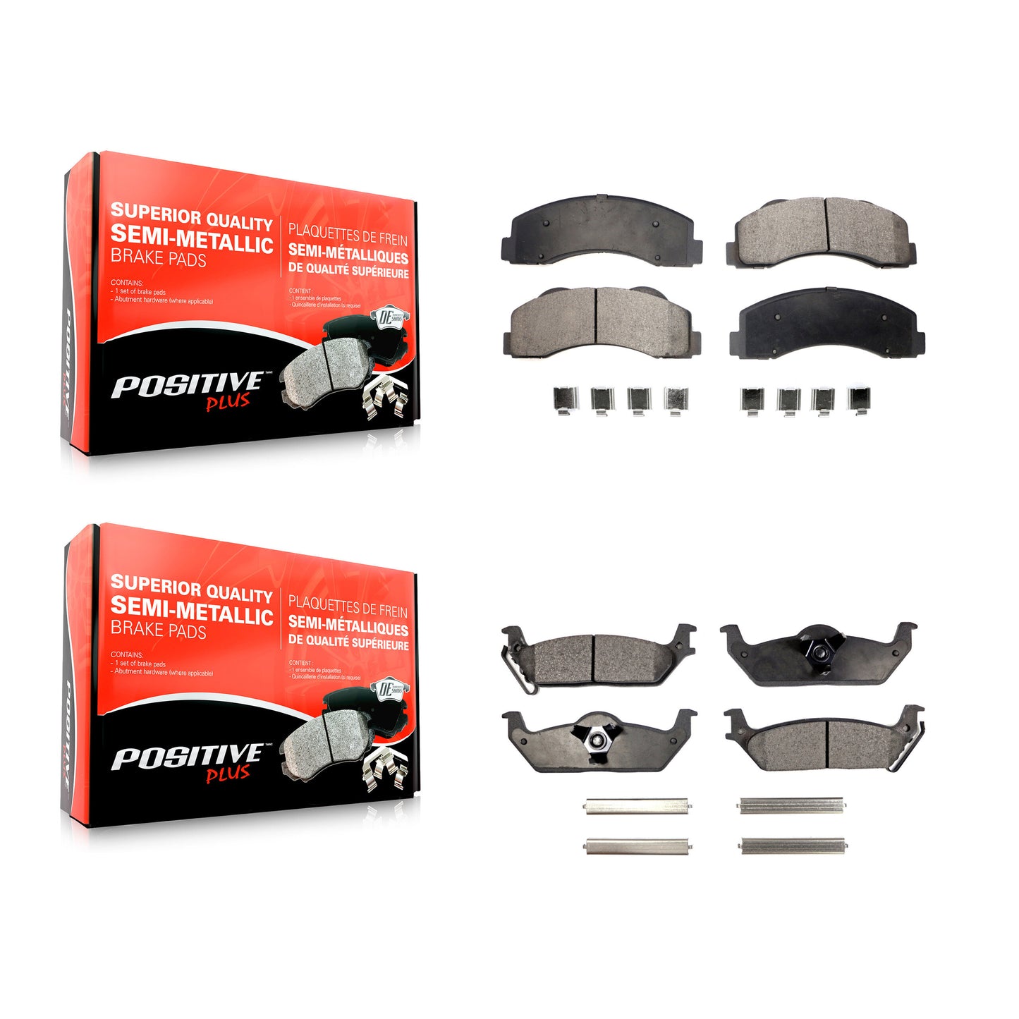 [Avant + Arrière] Kit de plaquette (semi-métallique) de frein pour 2010-2011 Ford F-150 KPF-100175
