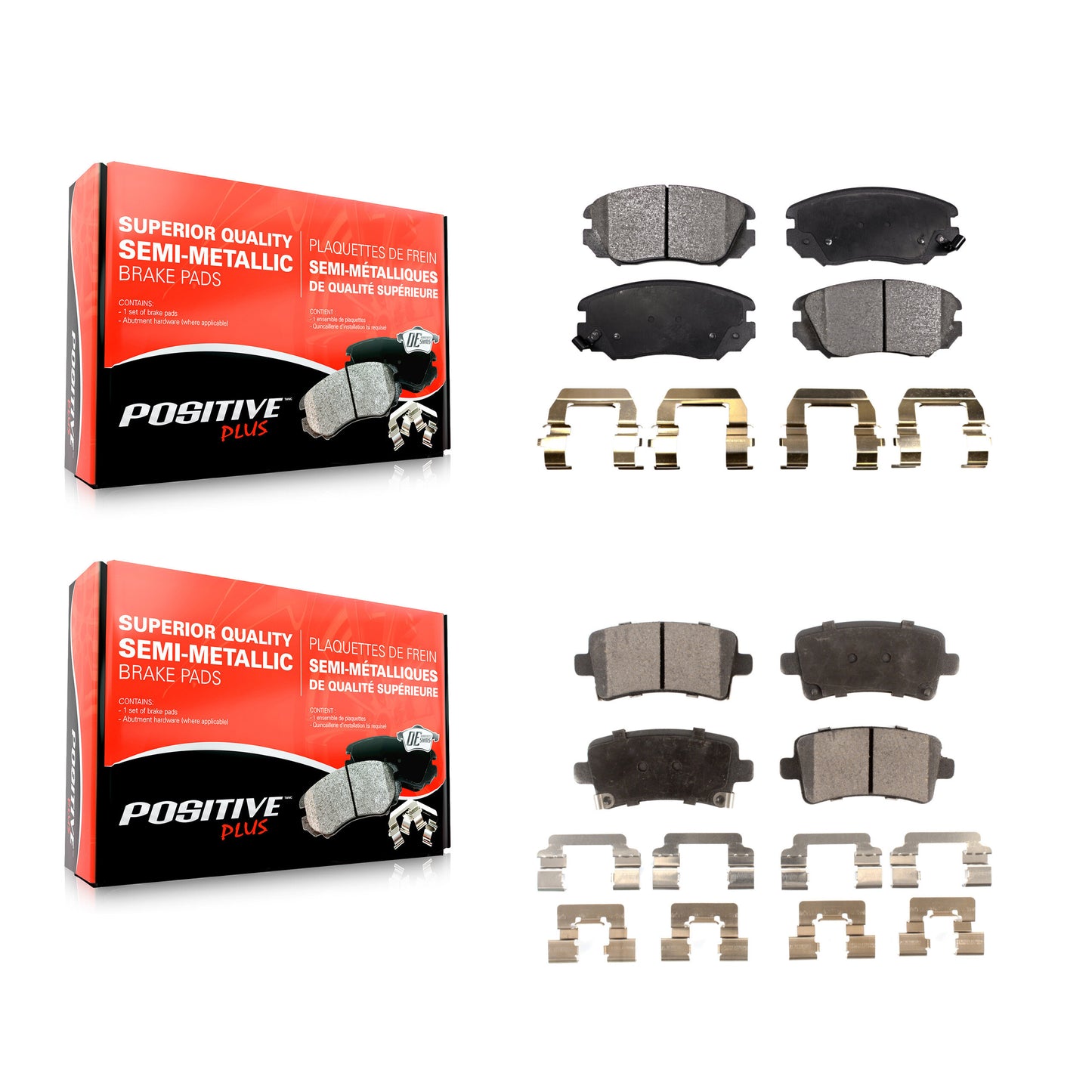 [Avant + Arrière] Kit de plaquette (semi-métallique) de frein pour Chevrolet Malibu Buick Impala LaCrosse Regal Limited Saab 9-5 Allure KPF-100179